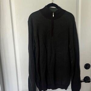 EUC Saks Fifth Avenue green& black quarter zip Merino wool blend sweater large
